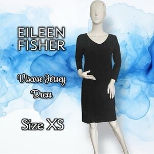 Eileen Fisher Viscose Jersey Dress Size XS Black